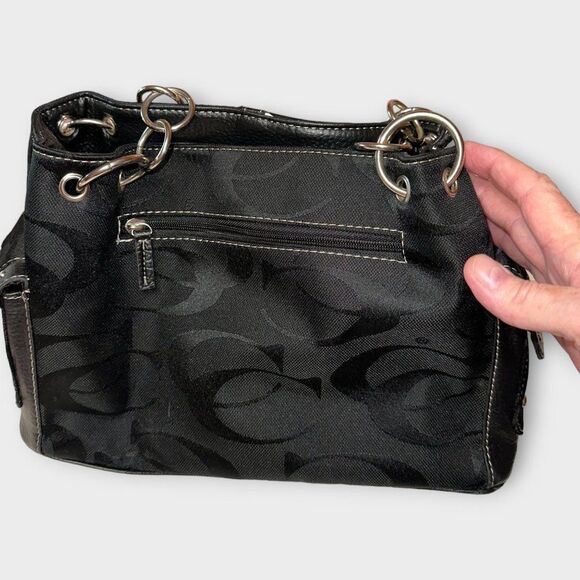 Zebra Striped Block Pattern Shoulder Bag Black and White - Picture 2 of 13